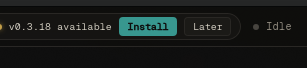 Screenshot of the desktop app showing an update-available banner near the top.