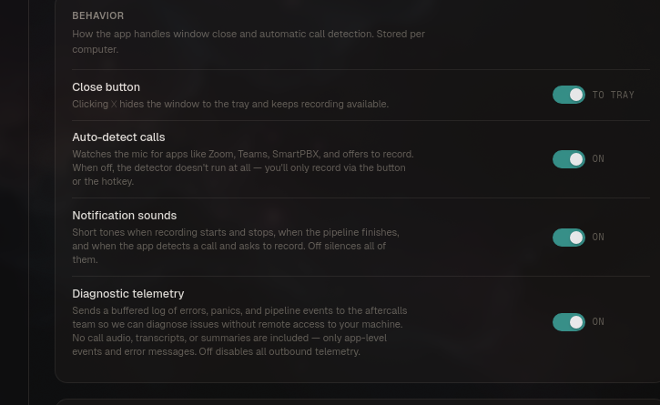 Screenshot of the auto-detect recording prompt over a meeting window.